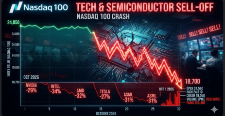 Chip stocks’ longest slide since 2008 drags Nasdaq 100 to worst week since April 2025