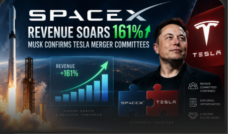 SpaceX revenue soars 161%; Musk confirms Tesla merger committees